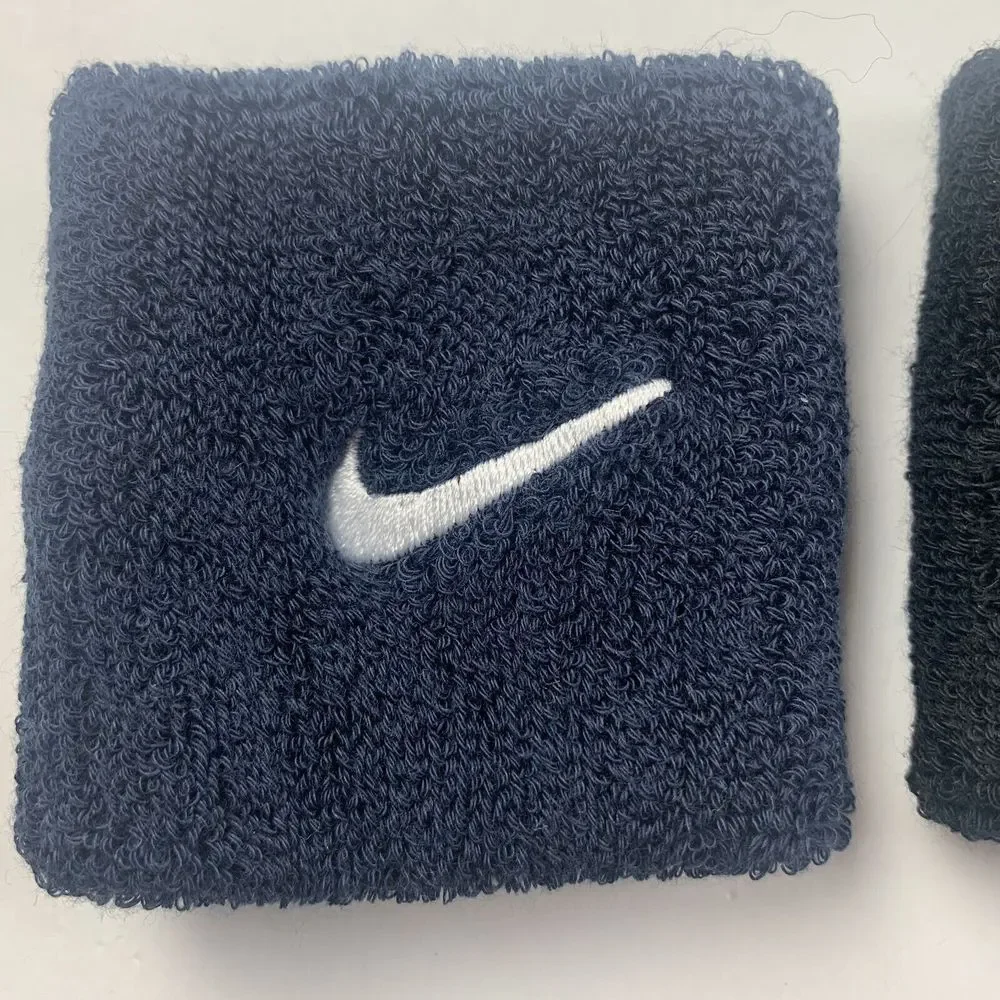 Nike Unisex Blue Black Fitness Jogging Sport Swoosh‎ Single Wide Wristbands Set